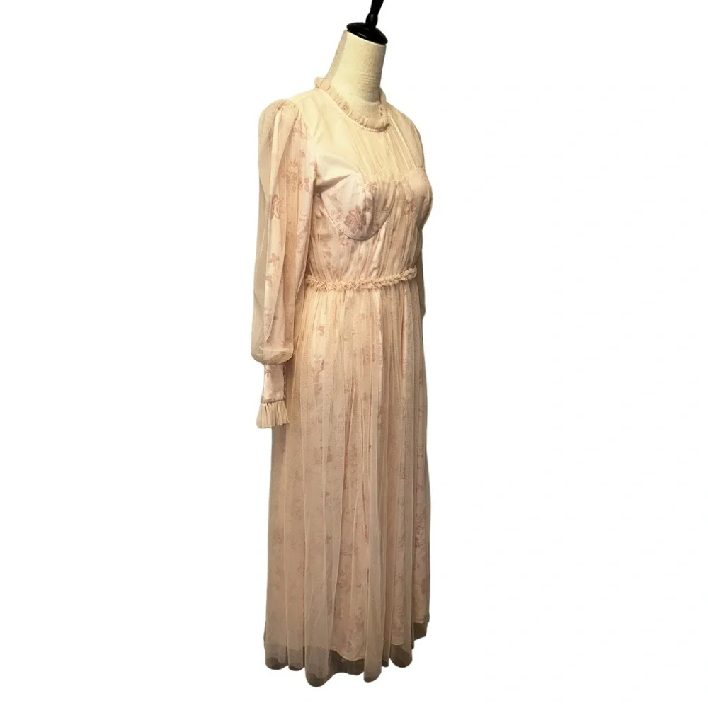 Ivy City Co Blush Pink Floral Tulle Maxi Dress - Picture 6 of 16